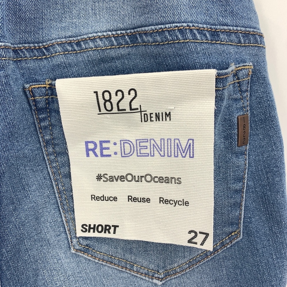 1822 Denim Evalyn Maternity Sustainable Roll Cuff Distressed Short Sz 27 - Picture 4 of 11